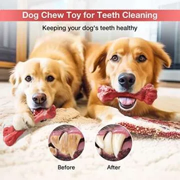 Jewyow Indestructible Dog Toys - Beef Flavor Chew Toys for Large, Medium, Small Dogs; Tough Dog Toy