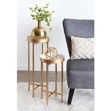 Kate and Laurel Celia Side Tables, Set of 2, Gold and White, Decorative Modern Glam End Table