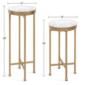 Kate and Laurel Celia Side Tables, Set of 2, Gold and White, Decorative Modern Glam End Table