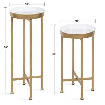 Kate and Laurel Celia Side Tables, Set of 2, Gold and White, Decorative Modern Glam End Table