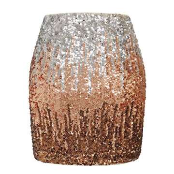 MANER Women's Sequin Skirt Sparkle Stretchy Bodycon Mini Skirts Night Out Party (XXL/US 20-22, Silve...
