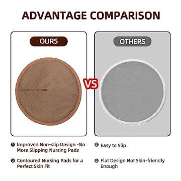 AnAnBaby Organic Bamboo Nursing Breast Pads - 10-Pack Reusable Non-Slip Nipple Pads for Breastfeedin...