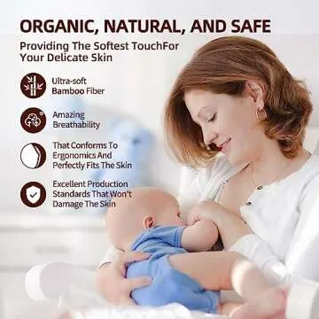 AnAnBaby Organic Bamboo Nursing Breast Pads - 10-Pack Reusable Non-Slip Nipple Pads for Breastfeeding New Moms Postpartum Essentials (5.5inch) with Washing Bags and Handbags（X-Large，Five Colors）