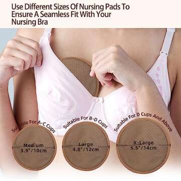 AnAnBaby Organic Bamboo Nursing Breast Pads - 10-Pack Reusable Non-Slip Nipple Pads for Breastfeeding New Moms Postpartum Essentials (5.5inch) with Washing Bags and Handbags（X-Large，Five Colors）