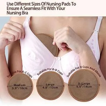 AnAnBaby Organic Bamboo Nursing Breast Pads - 10-Pack Reusable Non-Slip Nipple Pads for Breastfeeding New Moms Postpartum Essentials (5.5inch) with Washing Bags and Handbags（X-Large，Five Colors）