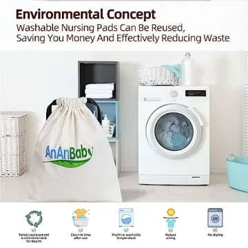 AnAnBaby Organic Bamboo Nursing Breast Pads - 10-Pack Reusable Non-Slip Nipple Pads for Breastfeeding New Moms Postpartum Essentials (5.5inch) with Washing Bags and Handbags（X-Large，Five Colors）