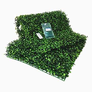 BESAMENATURE 12pcs Artificial Boxwood Hedge Panels, UV Protected Faux Greenery Mats Suitable for Both Outdoor or Indoor Decoration, 20" L x 20" W Panels, Cable Ties Included