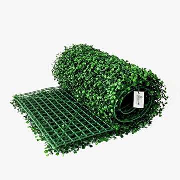 BESAMENATURE 12pcs Artificial Boxwood Hedge Panels, UV Protected Faux Greenery Mats Suitable for Both Outdoor or Indoor Decoration, 20" L x 20" W Panels, Cable Ties Included