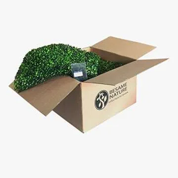 BESAMENATURE 12pcs Artificial Boxwood Hedge Panels, UV Protected Faux Greenery Mats Suitable for Both Outdoor or Indoor Decoration, 20" L x 20" W Panels, Cable Ties Included