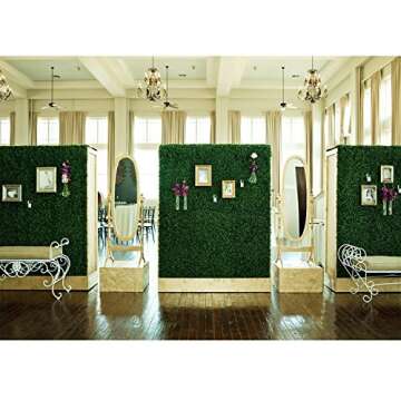 BESAMENATURE 12pcs Artificial Boxwood Hedge Panels, UV Protected Faux Greenery Mats Suitable for Both Outdoor or Indoor Decoration, 20" L x 20" W Panels, Cable Ties Included