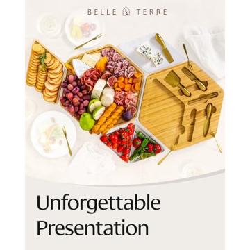 Elegant Bamboo Charcuterie Board Set with Gold Knife Set – Ideal Gift