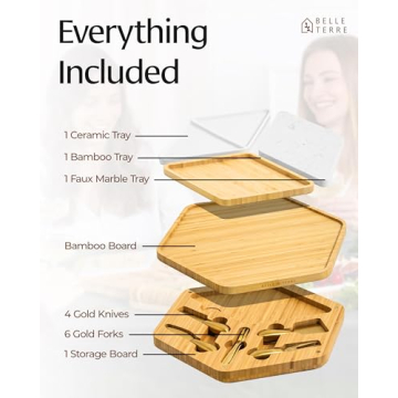 Elegant Bamboo Charcuterie Board Set with Gold Knife Set – Ideal Gift