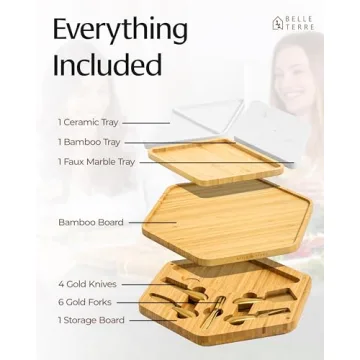 Elegant Bamboo Charcuterie Board Set with Gold Knife Set – Ideal Gift