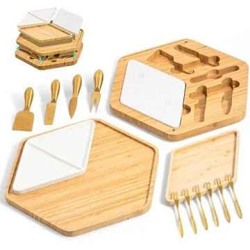 Elegant Bamboo Charcuterie Board Set with Gold Knife Set – Ideal Gift