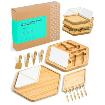 Elegant Bamboo Charcuterie Board Set with Gold Knife Set – Ideal Gift