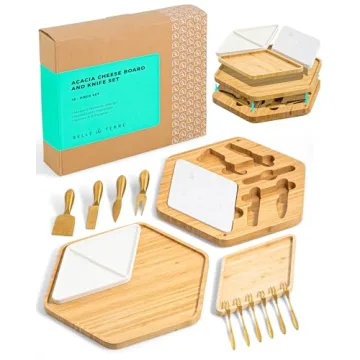 Elegant Bamboo Charcuterie Board Set with Gold Knife Set – Ideal Gift