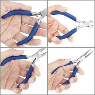 Kurtzy Mini Jewelry Plier Tool Kit Set with Soft Grip Handles (6 Pack) - Precision Wire & End Cutters, Round, Flat, Chain & Linesman Nose Pliers - Tools For Crafts, Beading, Electrical & Electronics