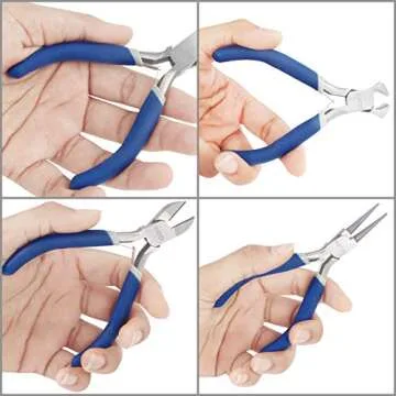 Kurtzy Mini Jewelry Plier Tool Kit Set with Soft Grip Handles (6 Pack) - Precision Wire & End Cutters, Round, Flat, Chain & Linesman Nose Pliers - Tools For Crafts, Beading, Electrical & Electronics