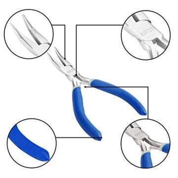 Kurtzy Mini Jewelry Plier Tool Kit Set with Soft Grip Handles (6 Pack) - Precision Wire & End Cutters, Round, Flat, Chain & Linesman Nose Pliers - Tools For Crafts, Beading, Electrical & Electronics