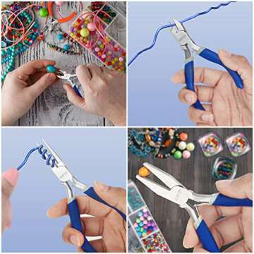 Kurtzy Mini Jewelry Plier Tool Kit Set with Soft Grip Handles (6 Pack) - Precision Wire & End Cutters, Round, Flat, Chain & Linesman Nose Pliers - Tools For Crafts, Beading, Electrical & Electronics
