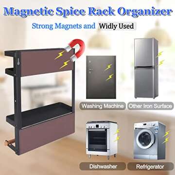 Dr.BeTree Magnetic Spice Rack for Refrigerator,Magnetic Paper Towel Holder for fridge Magnetic Shelf Magnetic Shelves Fridge Magnet Organizer Spice Rack Kitchen Organization Kitchen Storage