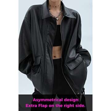 Sumleno Women Faux Leather Blazer Vintage Lapel Boyfriend PU Jacket Long Sleeve Button Down Coat Streetwear (A,M)