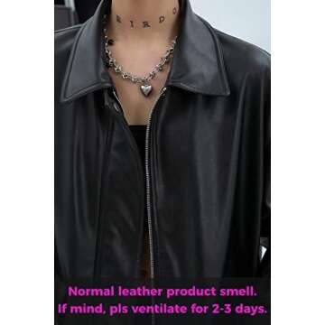 Sumleno Women Faux Leather Blazer Vintage Lapel Boyfriend PU Jacket Long Sleeve Button Down Coat Streetwear (A,M)