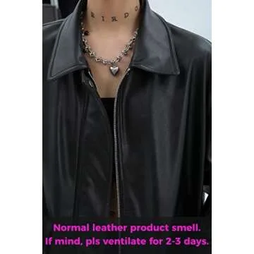 Sumleno Women Faux Leather Blazer Vintage Lapel Boyfriend PU Jacket Long Sleeve Button Down Coat Streetwear (A,M)