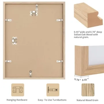 Puthiac 12x16 Oak Wood Frame for Photos & Art