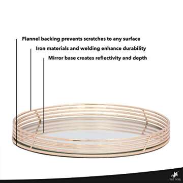 TheDuel Gold Mirror Decorative Tray - 11" Round Bathroom Sink Vanity Tray, Circular Round Mirror Tray, Gold Coffee Table Tray for Perfume, Sofas & Ottomans, Circle Golden Bar Cart & Gold Room Decor