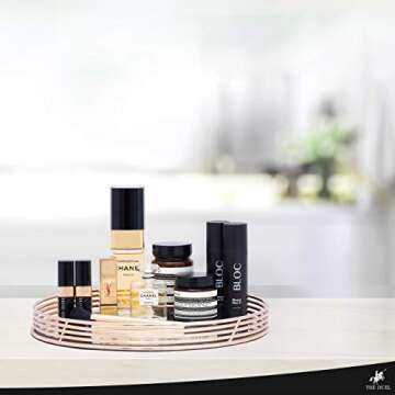 TheDuel Gold Mirror Decorative Tray - 11" Round Bathroom Sink Vanity Tray, Circular Round Mirror Tray, Gold Coffee Table Tray for Perfume, Sofas & Ottomans, Circle Golden Bar Cart & Gold Room Decor