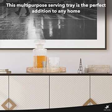 TheDuel Gold Mirror Decorative Tray - 11" Round Bathroom Sink Vanity Tray, Circular Round Mirror Tray, Gold Coffee Table Tray for Perfume, Sofas & Ottomans, Circle Golden Bar Cart & Gold Room Decor