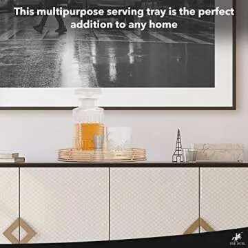 TheDuel Gold Mirror Decorative Tray - 11" Round Bathroom Sink Vanity Tray, Circular Round Mirror Tray, Gold Coffee Table Tray for Perfume, Sofas & Ottomans, Circle Golden Bar Cart & Gold Room Decor