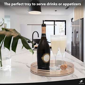 TheDuel Gold Mirror Decorative Tray - 11" Round Bathroom Sink Vanity Tray, Circular Round Mirror Tray, Gold Coffee Table Tray for Perfume, Sofas & Ottomans, Circle Golden Bar Cart & Gold Room Decor