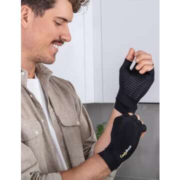 ComfyBrace Copper Infused Compression Arthritis Gloves for Hand & Finger Relief from pain/swelling caused by Rheumatoid Arthritis, Carpal Tunnel, Tendonitis and Poor Circulation, Fits Men & Women