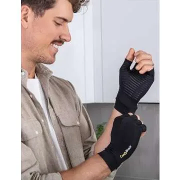 ComfyBrace Copper Infused Compression Arthritis Gloves for Hand & Finger Relief from pain/swelling caused by Rheumatoid Arthritis, Carpal Tunnel, Tendonitis and Poor Circulation, Fits Men & Women