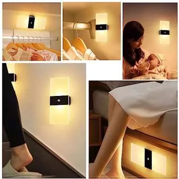 Motion Sensor Night Lights Rechargeable Sensor Night Light Magnetic LED Wall Lights, Motion Activated Night Light, Soft Warm White 3000K for Hallway, Stair, Corridor, Kitchen, Living Room, 2 Pack