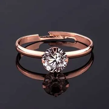 Whaline 72Pcs Diamond Rings, Adjustable Engagement Rings Rose Gold Wedding Decorations for Wedding Table Decorations, Bridal Shower Game and Party Favors