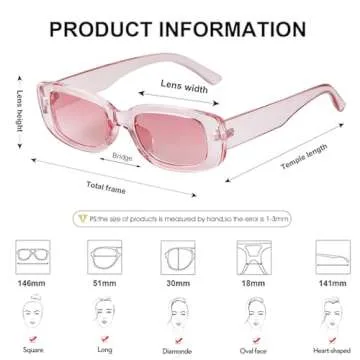 PEGH Rectangle Sunglasses for Women Men Retro 90s Trendy Oval Lenses Sun Glasses Narrow Frame Shades UV400 Protection Pink PH2225