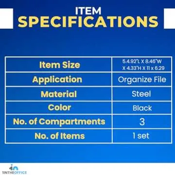 1InTheOffice Desk Baskets and Organizers Tray, Black Mesh Tray, Black Wire Mesh, 3-Compartment Stackable