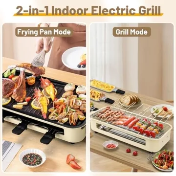 Pukomc Electric Indoor Grill - 2-in-1 Smokeless 1500W
