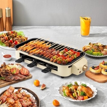 Pukomc Electric Indoor Grill - 2-in-1 Smokeless 1500W