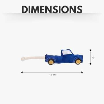 Country Living Vegan Leather Dog Chew Toy – Durable, Safe for All Dog Sizes, Ideal for Active Play, Fetch & Tug – (Blue Pickup Truck)