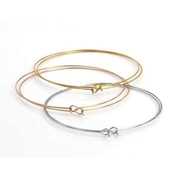 Gold Hoop Earrings Rose Gold Thin Hoop Earrings Big Wire Silver Hoop Earrings Stainless Steel Simple Hoops 3 Pairs Circle Earrings Set for Women- 65mm