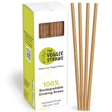 Eco-Friendly Veggie Straws – 100 PCS Biodegradable Drinking Straws