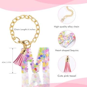 Letter Charm Accessories for Stanley Cup 1 PCS Cute Initial Keychain Handle Charm for Stanley Tumbler for Women Pink Letter M
