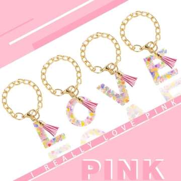 Letter Charm Accessories for Stanley Cup 1 PCS Cute Initial Keychain Handle Charm for Stanley Tumbler for Women Pink Letter M