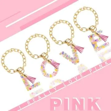 Letter Charm Accessories for Stanley Cup 1 PCS Cute Initial Keychain Handle Charm for Stanley Tumbler for Women Pink Letter M