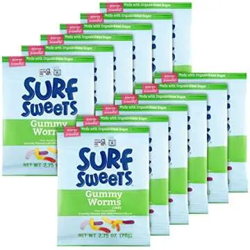 Surf Sweets Gummy Worms, Made with Organic Cane Sugar and Organic Fruit Juice, Gluten Free, Nut-Free...