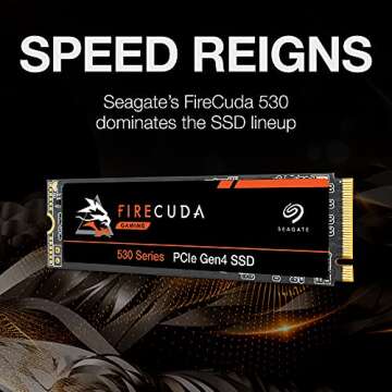Seagate FireCuda 530 1TB M.2 PCIe Gen4 NVMe SSD - 7300 MB/s, PS5 Compatible, 1275 TBW, 3yr Rescue